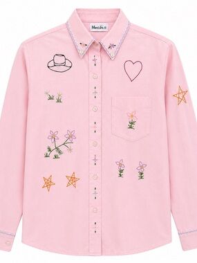 Vintage 1980s Pink Embroidered Western Novelty Shirt 11/12 (M/L)